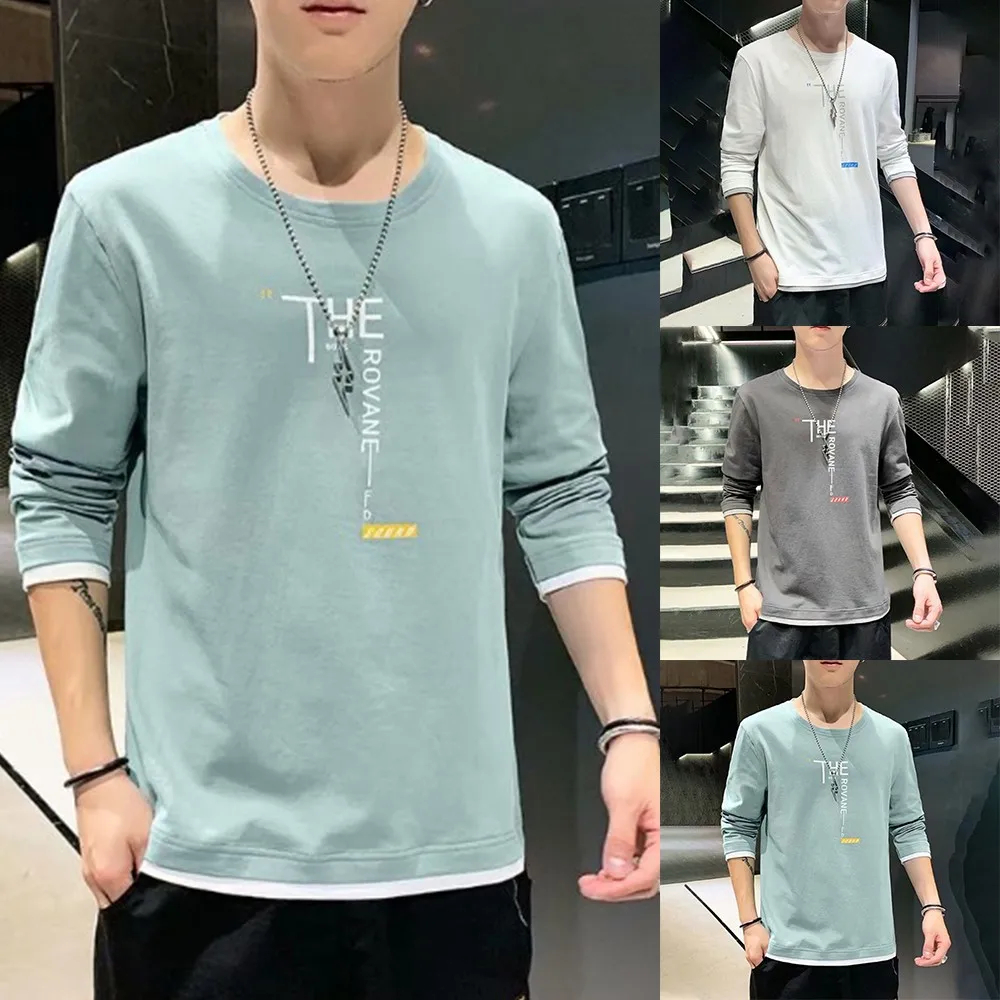 Spring Autumn Men Long-sleeved T-shirt New Loose Fashion Korean Style Letter Print Bottoming Shirt Fake Two-piece O-neck Tees
Spring Autumn Men Long-sleeved T-shirt New Loose Fashion Korean Style Letter Print Bottoming Shirt Fake Two-piece O-neck Tees