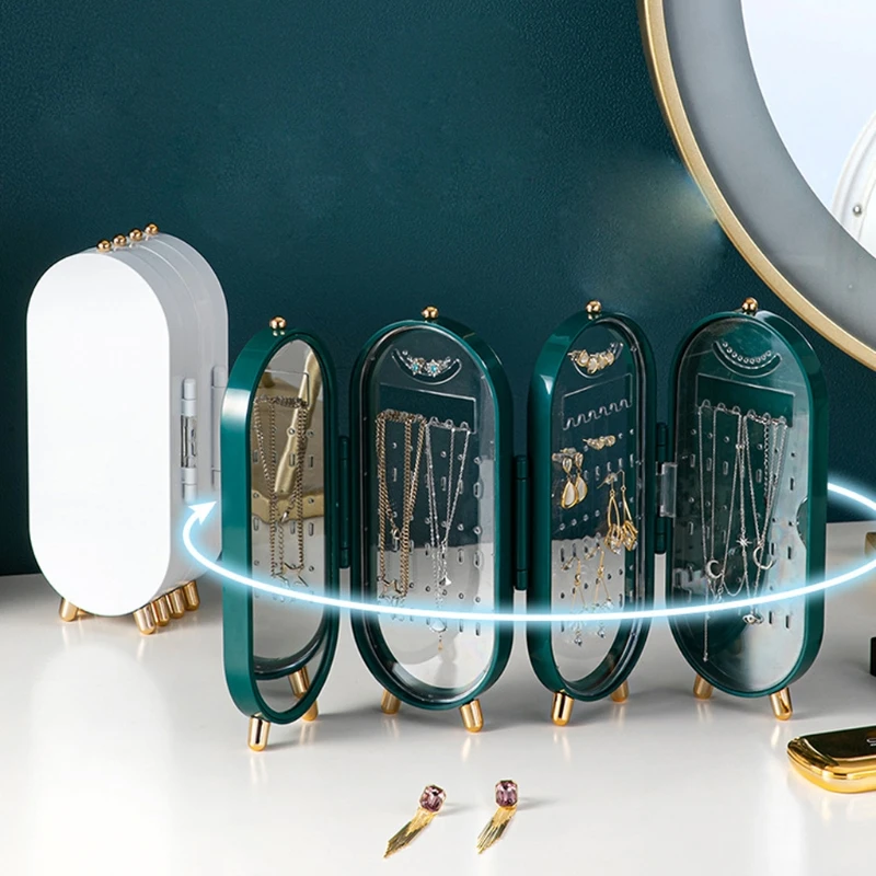 Plastic Large Jewelry Box Organizer 4 Fan Jewel Storage Case Necklace Earrings Ring Mirror Display Desktop Jewel Holder
Plastic Large Jewelry Box Organizer 4 Fan Jewel Storage Case Necklace Earrings Ring Mirror Display Desktop Jewel Holder