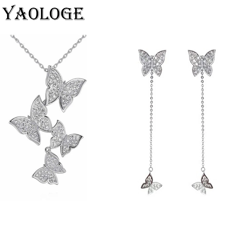 YAOLOGE 925 Sterling Silver 2021 New Korean Ladies Retro Long Tassel Butterfly Necklace Earrings Jewelry Set Couple Gift
YAOLOGE 925 Sterling Silver 2021 New Korean Ladies Retro Long Tassel Butterfly Necklace Earrings Jewelry Set Couple Gift