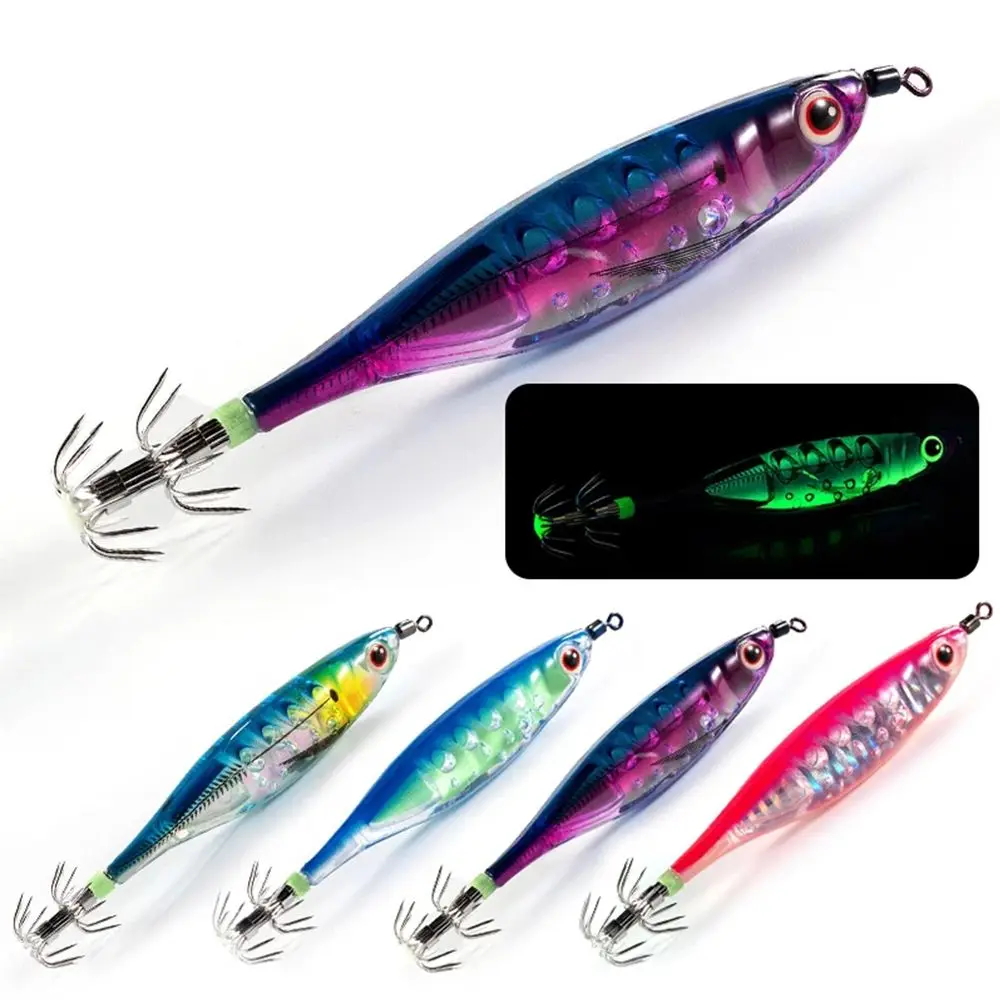 

1PC Simulation Lifelike Luminous Lures Lead Sinker Jigs Wood Shrimp Lures Squid Hook Octopus Bait Wobblers Fishing Accessory