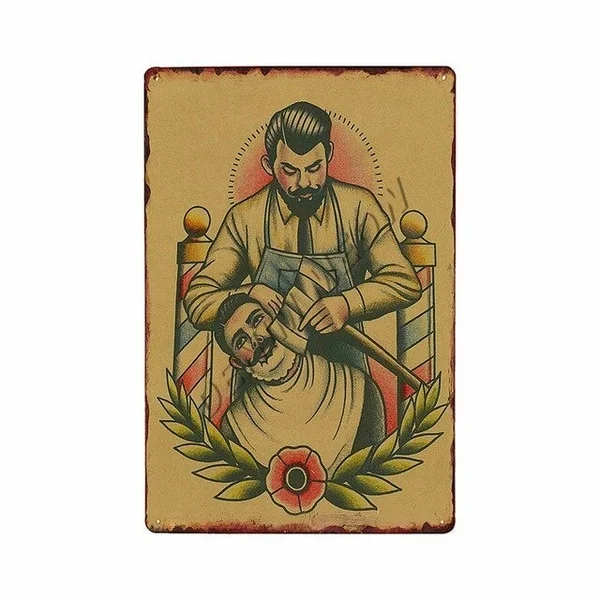 Shaves and Haircuts Barber Shop Metal Sign Vintage Men's Hairstyle Tattoos Plaques Classic Iron Painting Bar Decoration WY78
Shaves and Haircuts Barber Shop Metal Sign Vintage Men's Hairstyle Tattoos Plaques Classic Iron Painting Bar Decoration WY78