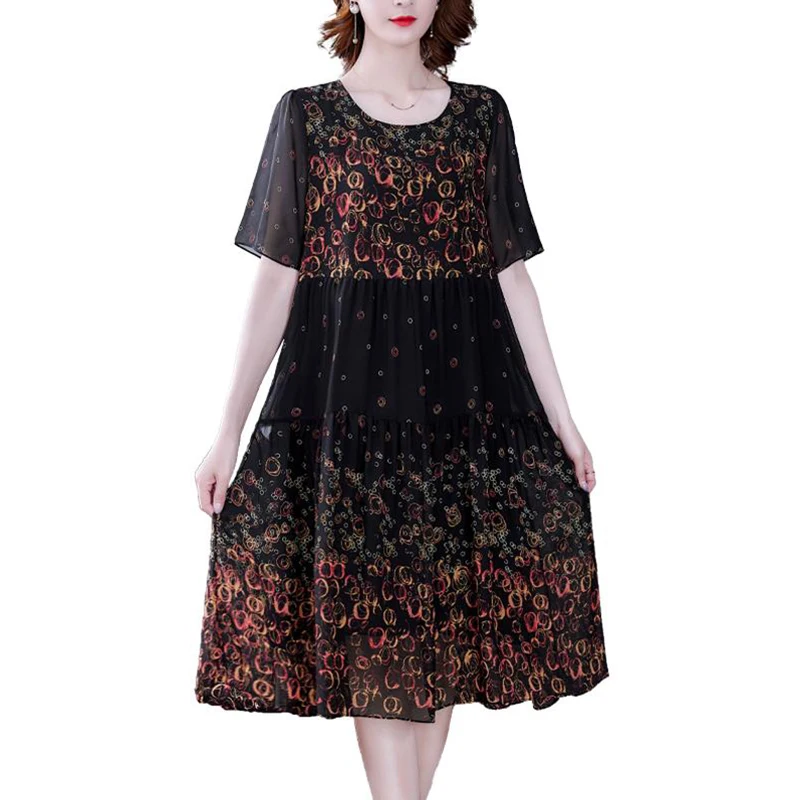 Women Casual Black Floral Chiffon Beach Midi Dress Summer Vintage Loose 4XL Plus Size Dress 2021 Elegant Bodycon Party Vestidos
Women Casual Black Floral Chiffon Beach Midi Dress Summer Vintage Loose 4XL Plus Size Dress 2021 Elegant Bodycon Party Vestidos