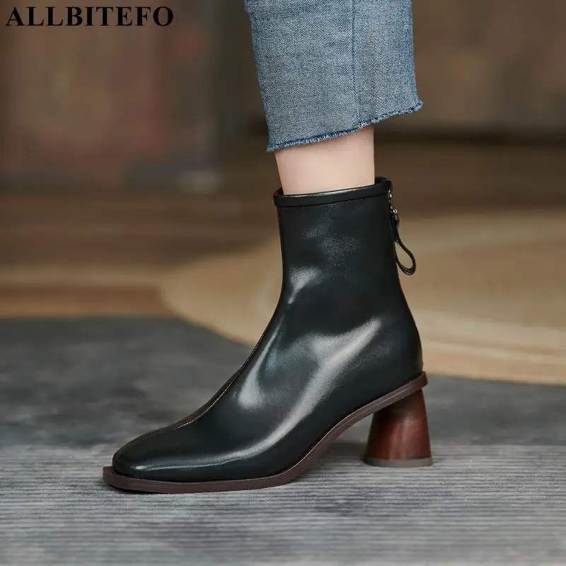 ALLBITEFO Fashion Square Toe Comfortable Soft Genuine Leather Women Boots High Heel Shoes Girls Female Ankle Boots For Woman
ALLBITEFO Fashion Square Toe Comfortable Soft Genuine Leather Women Boots High Heel Shoes Girls Female Ankle Boots For Woman