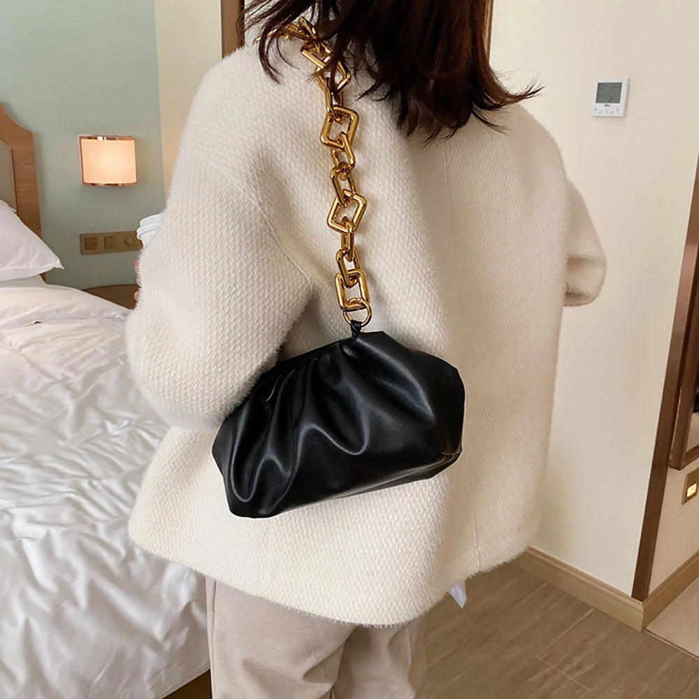 Cloud Shape Dumpling Bags For Women PU Leather Designer Shoulder Female Chains Women's Handbags | Багаж и сумки