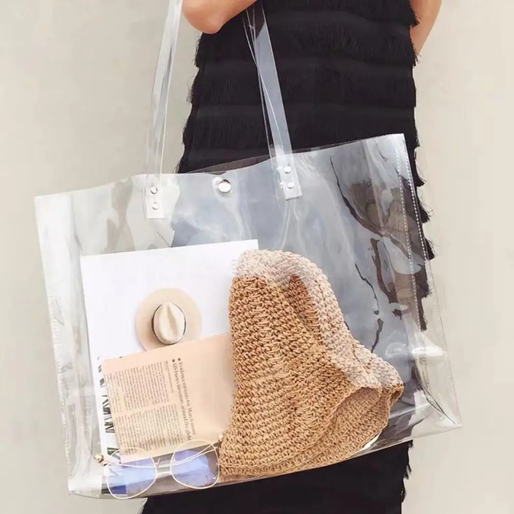 

Women's Bag Trend Clear Beach Totes PVC Transparent Bag Female Handbags Large Shopper Shoulder Bags Portable Summer Lucid Pouch