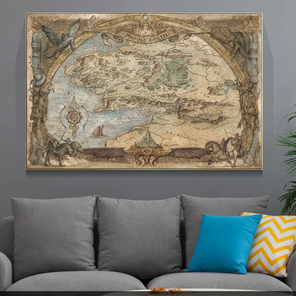 Westeros And Essos Treasure World Map Art Canvas Painting on The Wall Posters and Prints for Living Room Home Decoration |