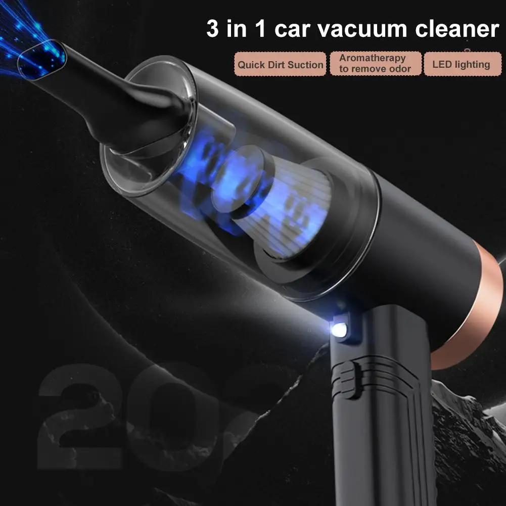 120W Portable Car Vacuum Cleaner Dry/ Wet Dual Use Built-in Aromatherapy With LED Light Handheld Strong Suction Vacuum Cleaner
120W Portable Car Vacuum Cleaner Dry/ Wet Dual Use Built-in Aromatherapy With LED Light Handheld Strong Suction Vacuum Cleaner