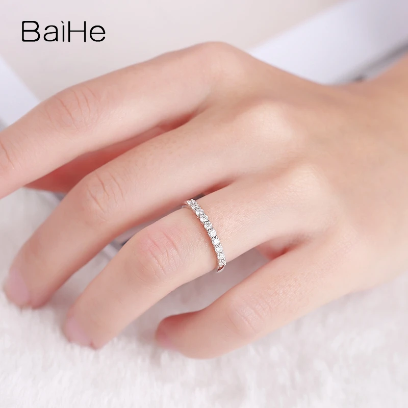 BAIHE чистое 14k белое золото SI/H натуральное кольцо с бриллиантами для мужчин и