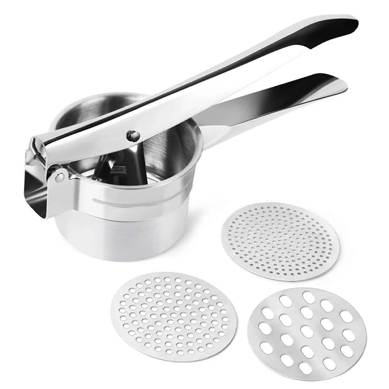 Potato Ricer, Baby Food, Fruit Masher, Stainless Steel, with 3 Removable and Interchangeable Disks
Potato Ricer, Baby Food, Fruit Masher, Stainless Steel, with 3 Removable and Interchangeable Disks