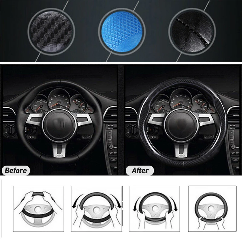 smRKE Car Accessories For VOLKSWAGEN VW Golf Black Carbon Fiber Leather Steering Wheel Cover Sport Racing Car Styling
smRKE Car Accessories For VOLKSWAGEN VW Golf Black Carbon Fiber Leather Steering Wheel Cover Sport Racing Car Styling