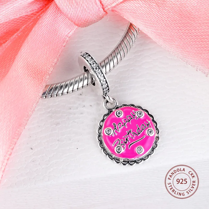925 Sterling Silver Pink Happy Birthday Cake Dangle Charms Fit Original Pandora Beads Bracelet Jewelry Birthday Gift Girlfriend
925 Sterling Silver Pink Happy Birthday Cake Dangle Charms Fit Original Pandora Beads Bracelet Jewelry Birthday Gift Girlfriend