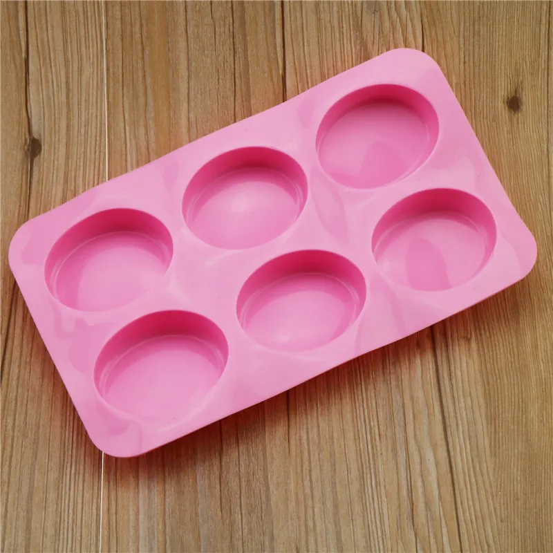 

6 Cavity 3D Oval Silicone Soap Mold for Handmade Craft DIY Soap Making Tools Molds Food Grade Silicone Soap Form Loaf Mould