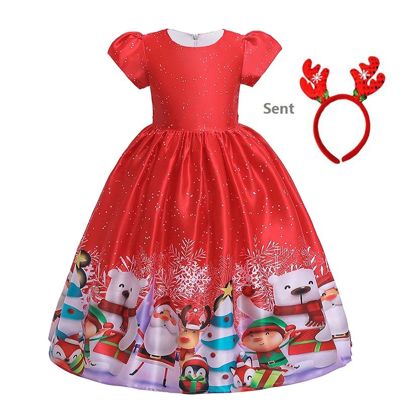 Christmas Kids Dresses Sent Hair Hoop Girls Princess Dress Elegant Printing Girls Wedding New Year Children Evening Party Dress
Christmas Kids Dresses Sent Hair Hoop Girls Princess Dress Elegant Printing Girls Wedding New Year Children Evening Party Dress