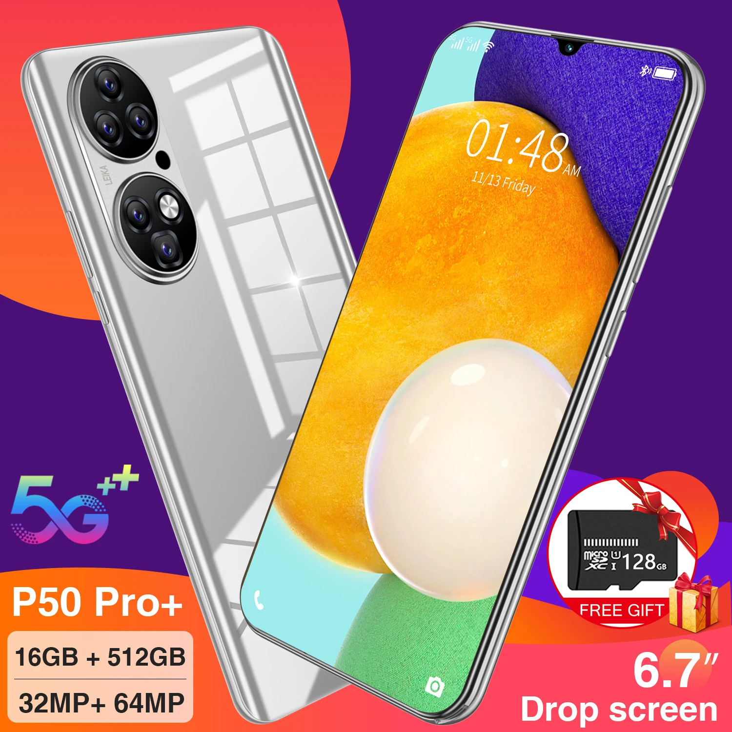 Global Version P50 Pro+ 6.7Inch 16GB+512GB 32MP+64MP MTK6893 10 Core 5G Network 14403200 5600MAH Finger Face ID Android 11.0
Global Version P50 Pro+ 6.7Inch 16GB+512GB 32MP+64MP MTK6893 10 Core 5G Network 14403200 5600MAH Finger Face ID Android 11.0