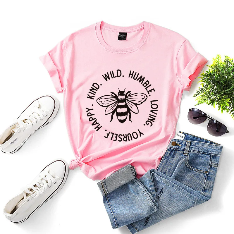 2021 New Style Women Tshirt Funny Bee Graphic Kind wild humble loving yourself happy Printed Harajuku Tops Casual Loose Tee
2021 New Style Women Tshirt Funny Bee Graphic Kind wild humble loving yourself happy Printed Harajuku Tops Casual Loose Tee