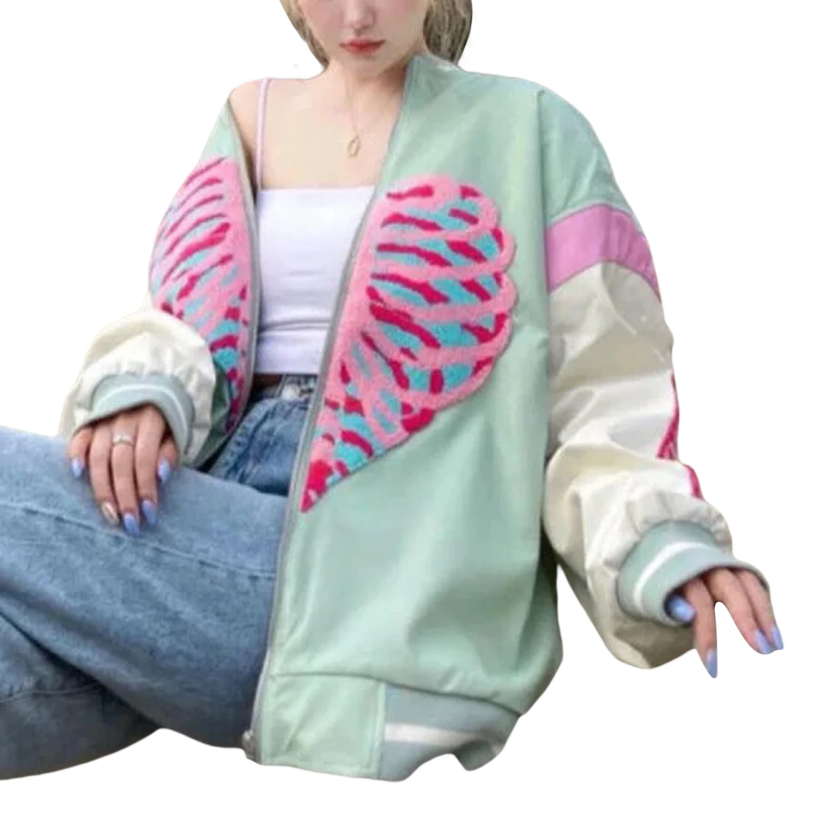 2021 New Women Oversized Baseball Jackets Fashion Skeleton Heart Print Long Sleeve Loose Coats
2021 New Women Oversized Baseball Jackets Fashion Skeleton Heart Print Long Sleeve Loose Coats