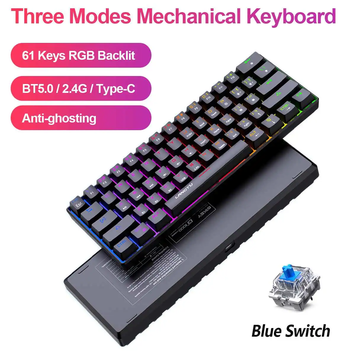 Беспроводная и Проводная Механическая игровая клавиатура, 61 клавиша, BT5.0/2,4G/Type-C, три режима, RGB подсветка, механические клавиатуры, синий пер...
Беспроводная и Проводная Механическая игровая клавиатура, 61 клавиша, BT5.0/2,4G/Type-C, три режима, RGB подсветка, механические клавиатуры, синий пер...