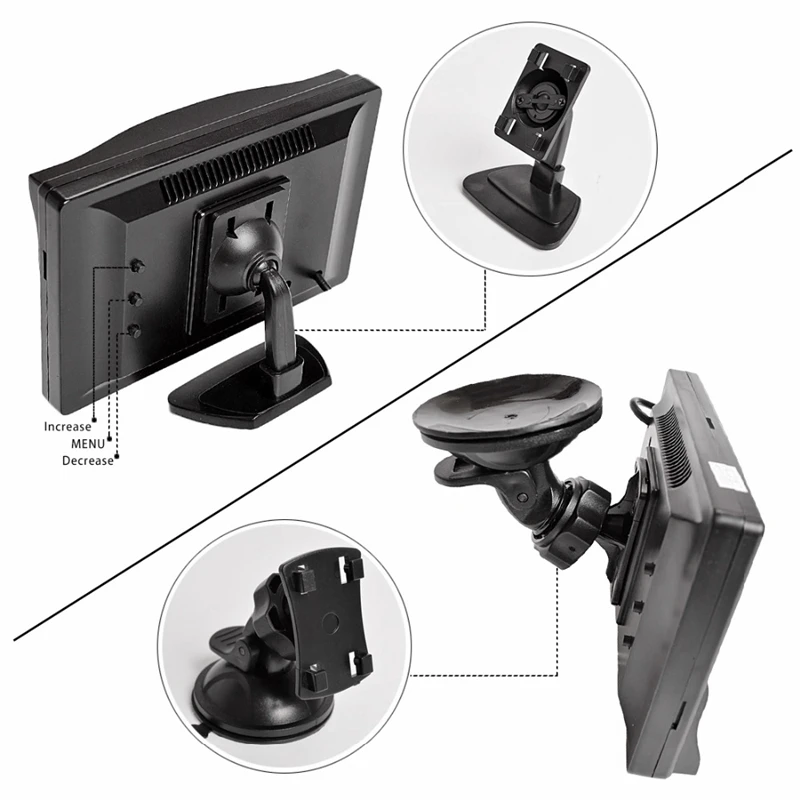 5 Inch 800X480 TFT LCD HD Screen Monitor with 2 Pcs Mounting Bracket for Car Backup Camera/Rear View/DVD/Media Player
5 Inch 800X480 TFT LCD HD Screen Monitor with 2 Pcs Mounting Bracket for Car Backup Camera/Rear View/DVD/Media Player