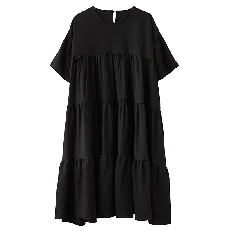 COIGARSAM Casual Solid Women dress New Summer Short Sleeve Loose O-Neck Dresses Black 7203
COIGARSAM Casual Solid Women dress New Summer Short Sleeve Loose O-Neck Dresses Black 7203