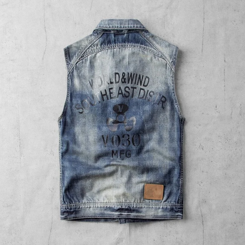 Streetwear Mens Back Letter Printed Sleeveless Denim Waistcoats Single Breasted Lapel Slim Pockets Casual Male Vests Plus Size
Streetwear Mens Back Letter Printed Sleeveless Denim Waistcoats Single Breasted Lapel Slim Pockets Casual Male Vests Plus Size