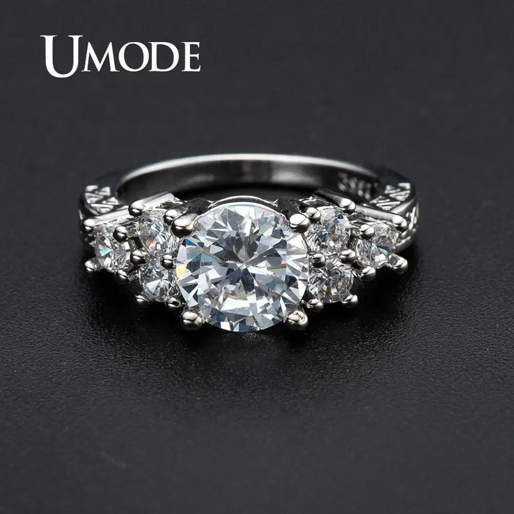 UMODE Classic Engagement Rings for Wedding Bridal Femme Zircon Fashion Crystal Women Luxury Jewelry Party UR0530 | Украшения и