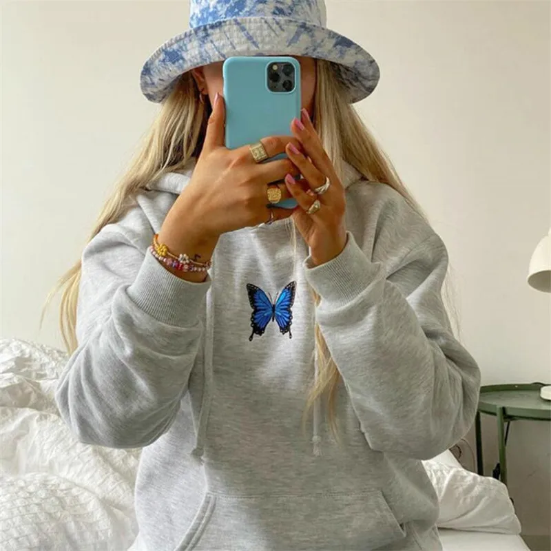 Hoodies Women Daily Hooded Printed Sweatshirt Hot Long Sleeve Casual Pullover Sweatshirt Embroidery Butterfly Female Tracksuits
Hoodies Women Daily Hooded Printed Sweatshirt Hot Long Sleeve Casual Pullover Sweatshirt Embroidery Butterfly Female Tracksuits
