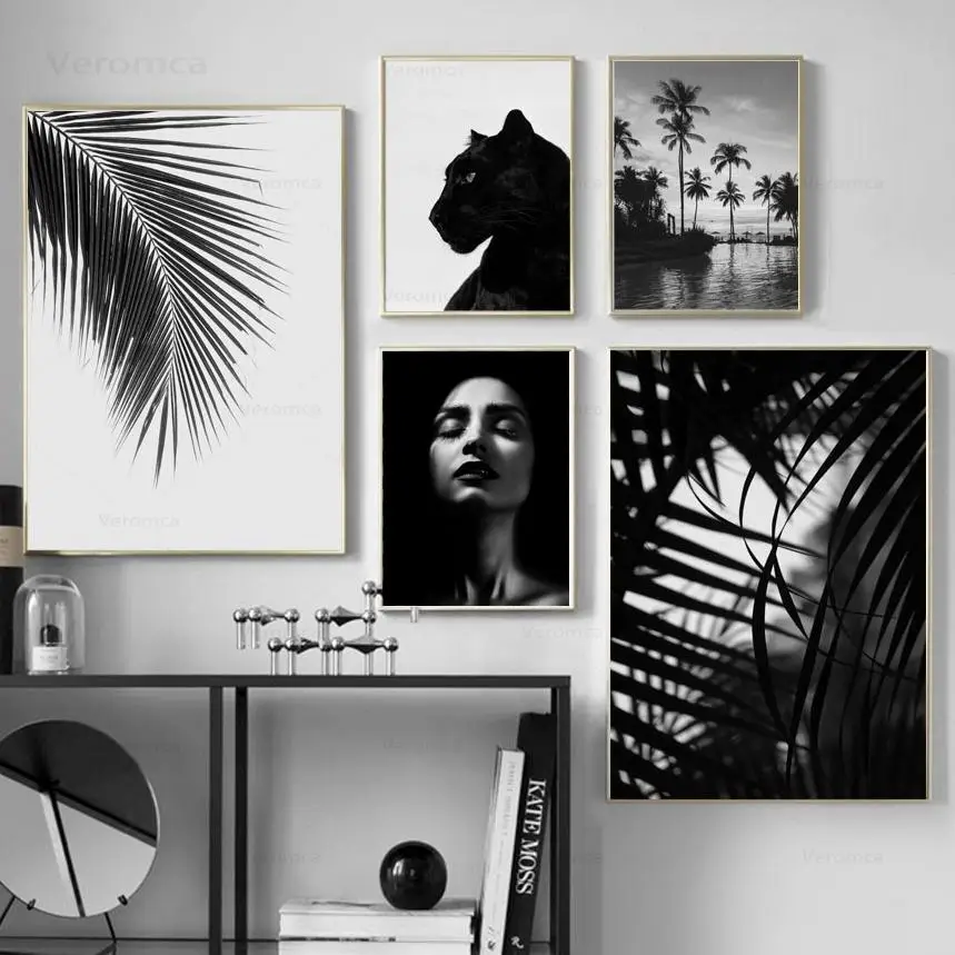 Tropical Plant Landscape Poster Leopard Girl Black and White Wall Art Canvas Painting Prints for Home Wall Decor Picture
Tropical Plant Landscape Poster Leopard Girl Black and White Wall Art Canvas Painting Prints for Home Wall Decor Picture