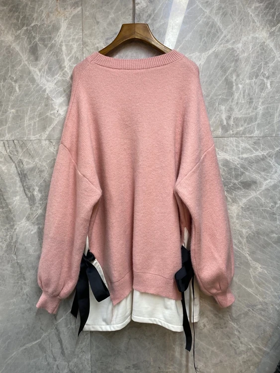 2020 autumn and winter new women's round neck hem color matching stitching decoration long-sleeved loose long knit sweater 1015
2020 autumn and winter new women's round neck hem color matching stitching decoration long-sleeved loose long knit sweater 1015