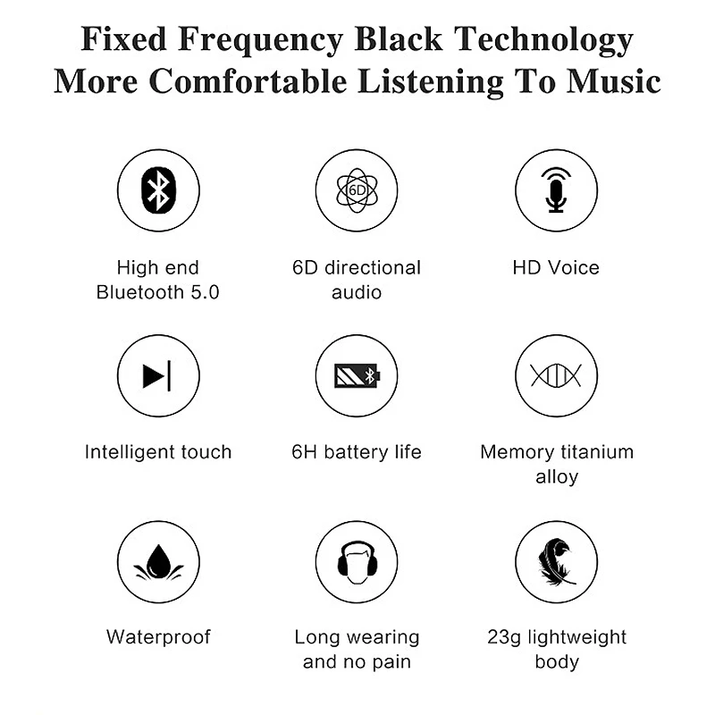 Bluetooth 5.0 Bone Conduction Headset Smart Press Headphone with Mic IP55 Waterproof Headphones White
Bluetooth 5.0 Bone Conduction Headset Smart Press Headphone with Mic IP55 Waterproof Headphones White