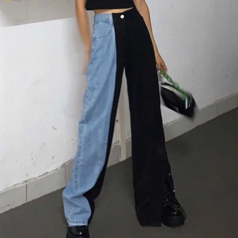 Women Fashion Baggy Straight Long Denim Pants 2021 Summer New Black Blue Patchwork High Waist Split Jeans Casual Female Trousers
Women Fashion Baggy Straight Long Denim Pants 2021 Summer New Black Blue Patchwork High Waist Split Jeans Casual Female Trousers