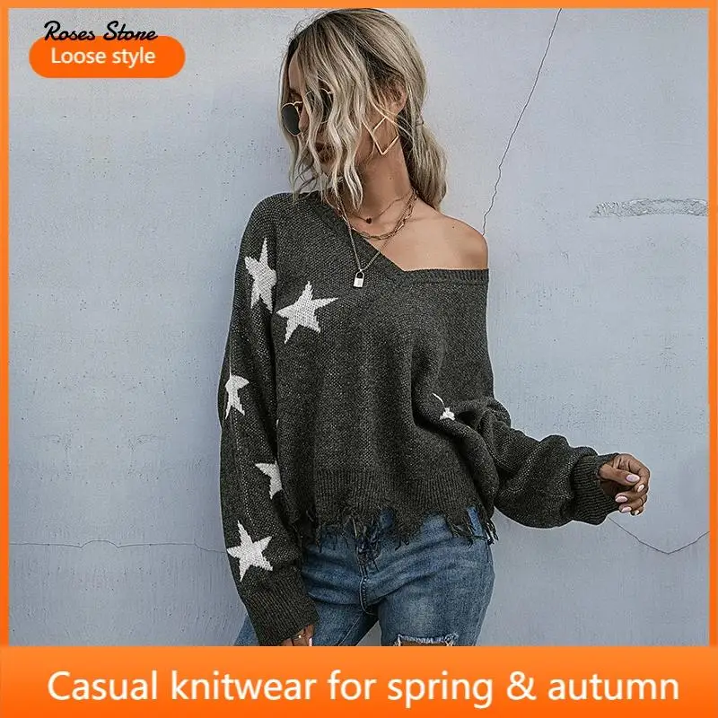 Women's Long Sleeve V Neck Baggy Sweater Spring Autumn Casual Loose Disdressed Knitwear Fashion Female Grey Y2K Knit Pullovers
Women's Long Sleeve V Neck Baggy Sweater Spring Autumn Casual Loose Disdressed Knitwear Fashion Female Grey Y2K Knit Pullovers