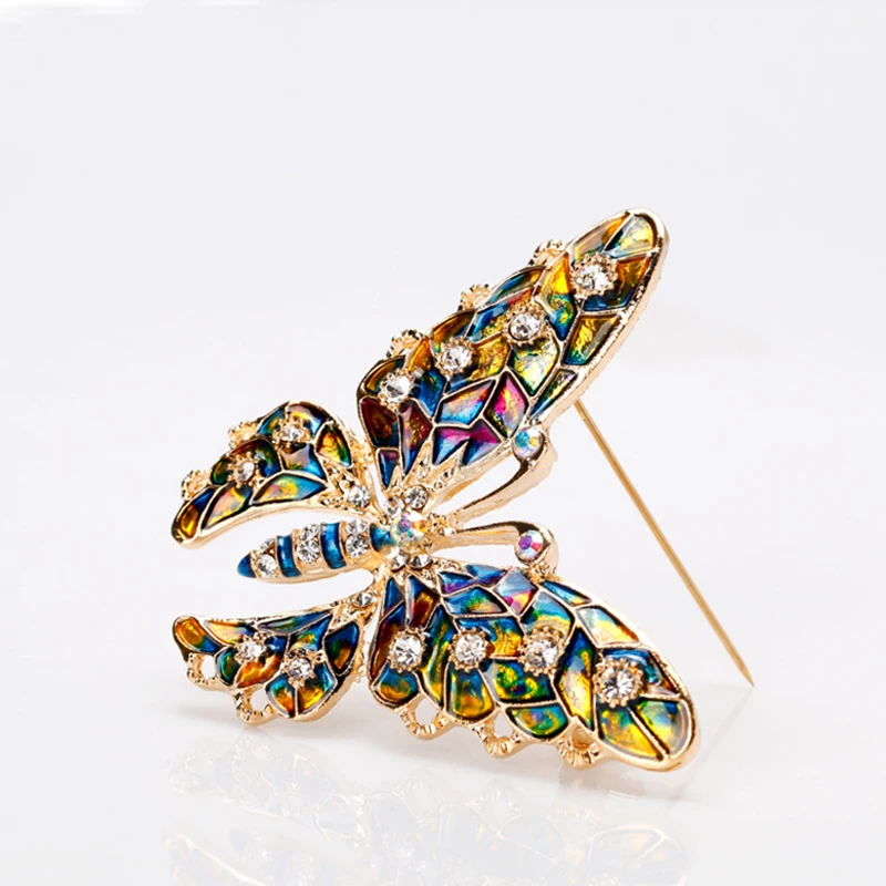 

New Fashion Breastpin Rhinestone Butterfly Brooch Decorative Elegant Drip Oil Colorful Pin Animal Brooches All-match Corsage