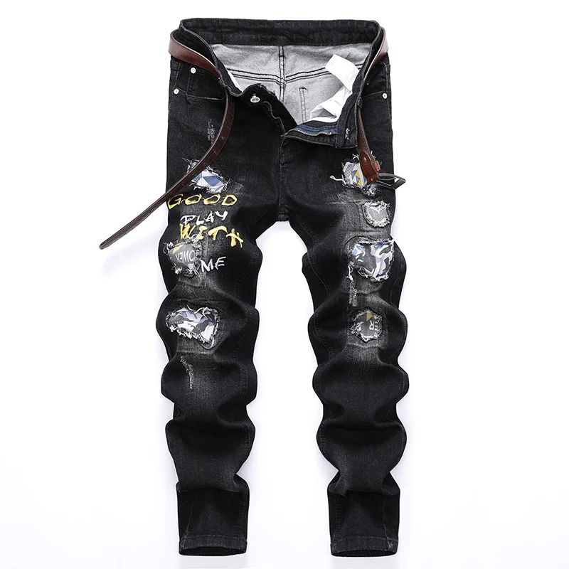 Streetwear Men's Patchwork Jeans with Holes Spring and Autumn Male Straight Slim Denim Pants Man Embroidery Casual Jean Trousers
Streetwear Men's Patchwork Jeans with Holes Spring and Autumn Male Straight Slim Denim Pants Man Embroidery Casual Jean Trousers