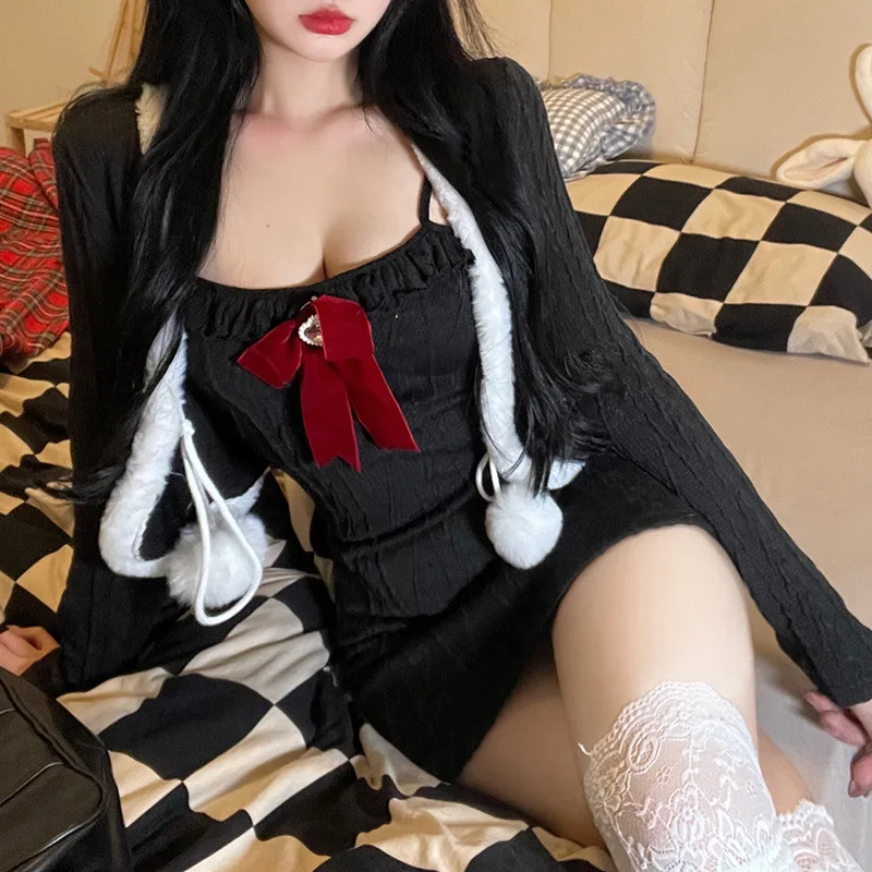 Y2K Cute Girl Vintage Dress for Women New Year Kawaii Bow Mini Dress Plush Patchwork Long Sleeve Cardigan Vintage Two Piece Set
Y2K Cute Girl Vintage Dress for Women New Year Kawaii Bow Mini Dress Plush Patchwork Long Sleeve Cardigan Vintage Two Piece Set