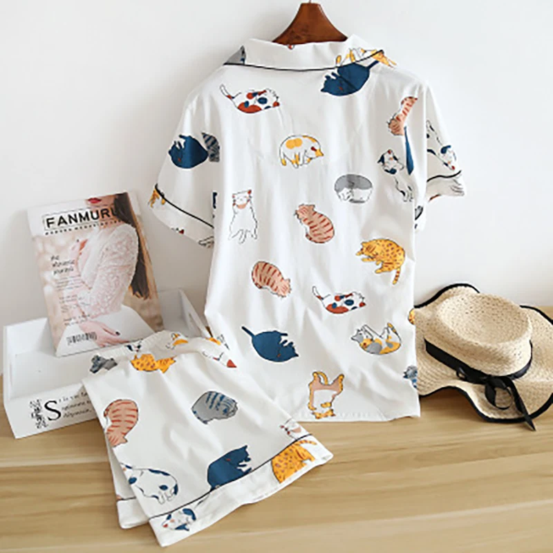 Summer Women's Pajamas Thin Short Sleeve Cotton Two Piece Suit Spring New Home Clothes
Summer Women's Pajamas Thin Short Sleeve Cotton Two Piece Suit Spring New Home Clothes