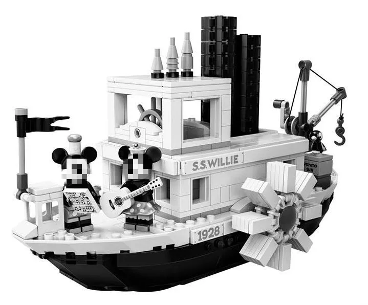 

В наличии 21317 IDEAS Steamboat Willie, мышь для паровой лодки, модель 16062, совместимая с LEGO 21317, строительные блоки, игрушки-конструкторы