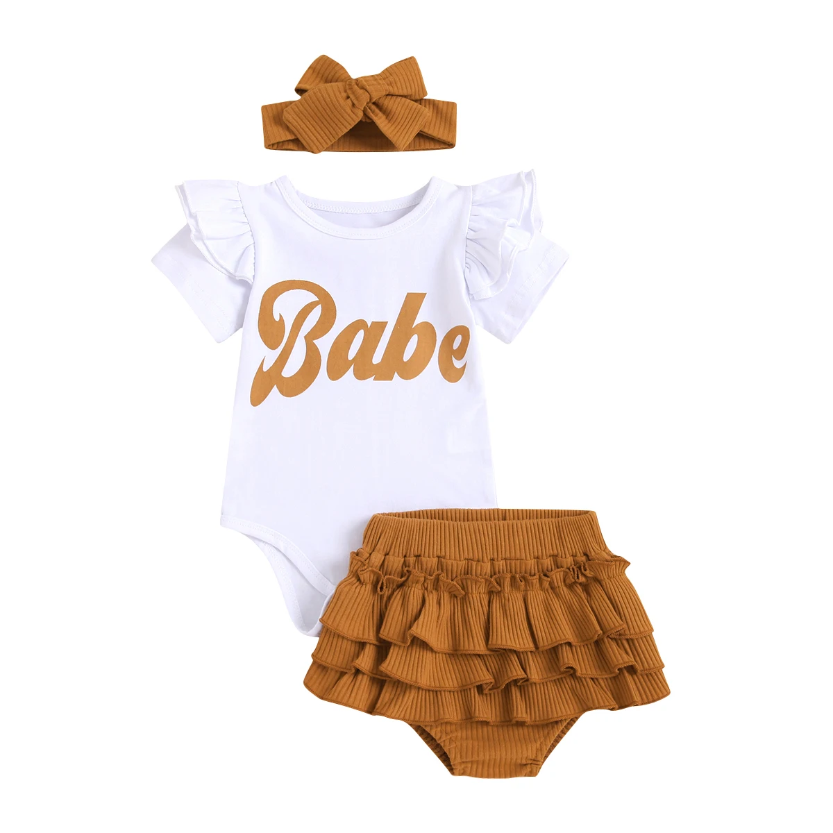 Baby Girls Clothes Set, Letter Print Flying Sleeve O-neck Romper+Solid Color Shorts+Bow-knot Headband
Baby Girls Clothes Set, Letter Print Flying Sleeve O-neck Romper+Solid Color Shorts+Bow-knot Headband