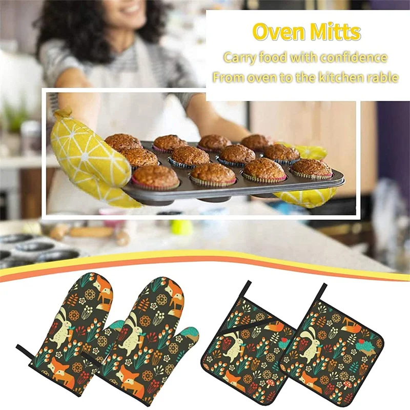 Oven glove and pot holder set heat-resistant 4-piece set, kitchen utensils non-slip insulating gloves for baking and cooking
Oven glove and pot holder set heat-resistant 4-piece set, kitchen utensils non-slip insulating gloves for baking and cooking