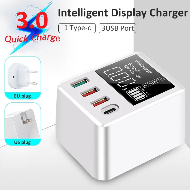 Дорожное зарядное устройство quick 4 0 автомобильное usb для телефона портативное