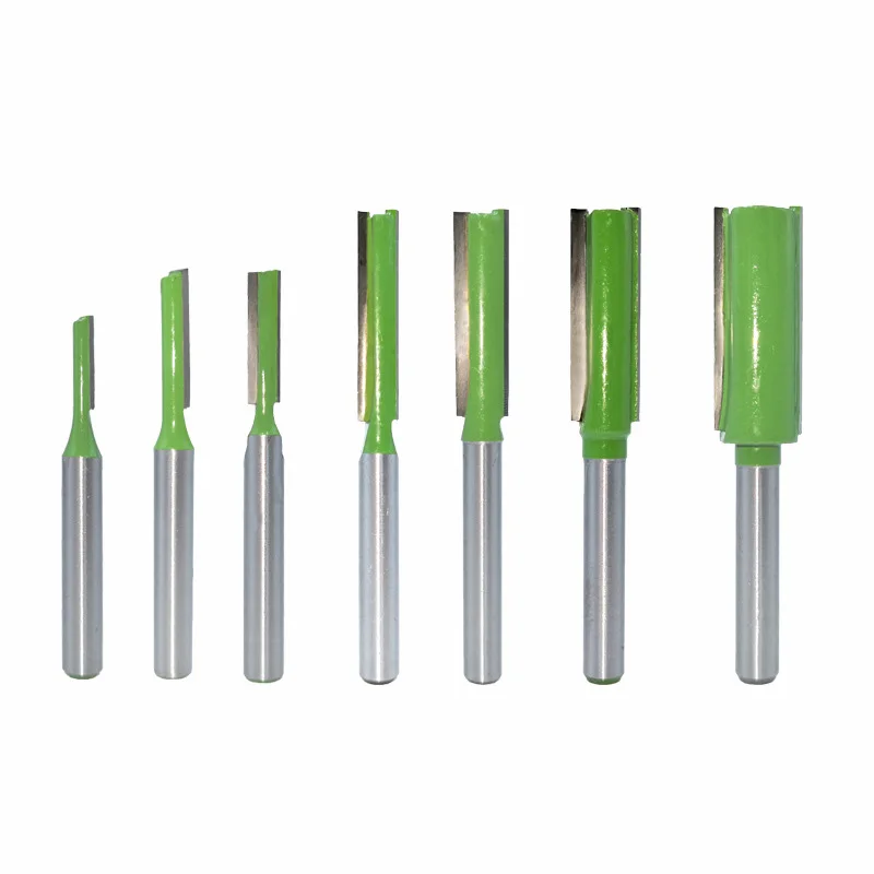 7Pcs/set Shank Router Bit 45 # Steel Flute Straight Fully closed & lubricated