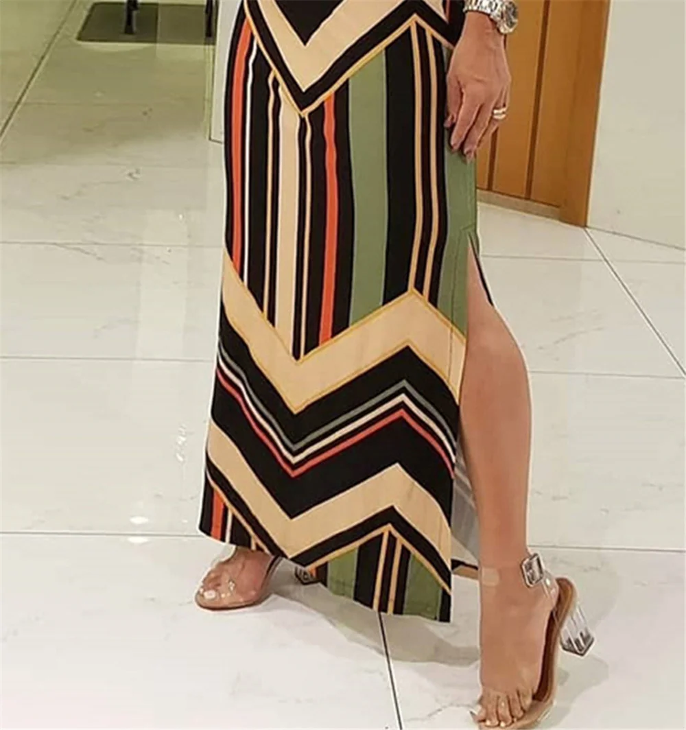 2021 Summer Striped Printed Slim Sexy Slit Long Dress Sleeveless Dress Women's Dress Mid-length Skirt Slim Dress
2021 Summer Striped Printed Slim Sexy Slit Long Dress Sleeveless Dress Women's Dress Mid-length Skirt Slim Dress