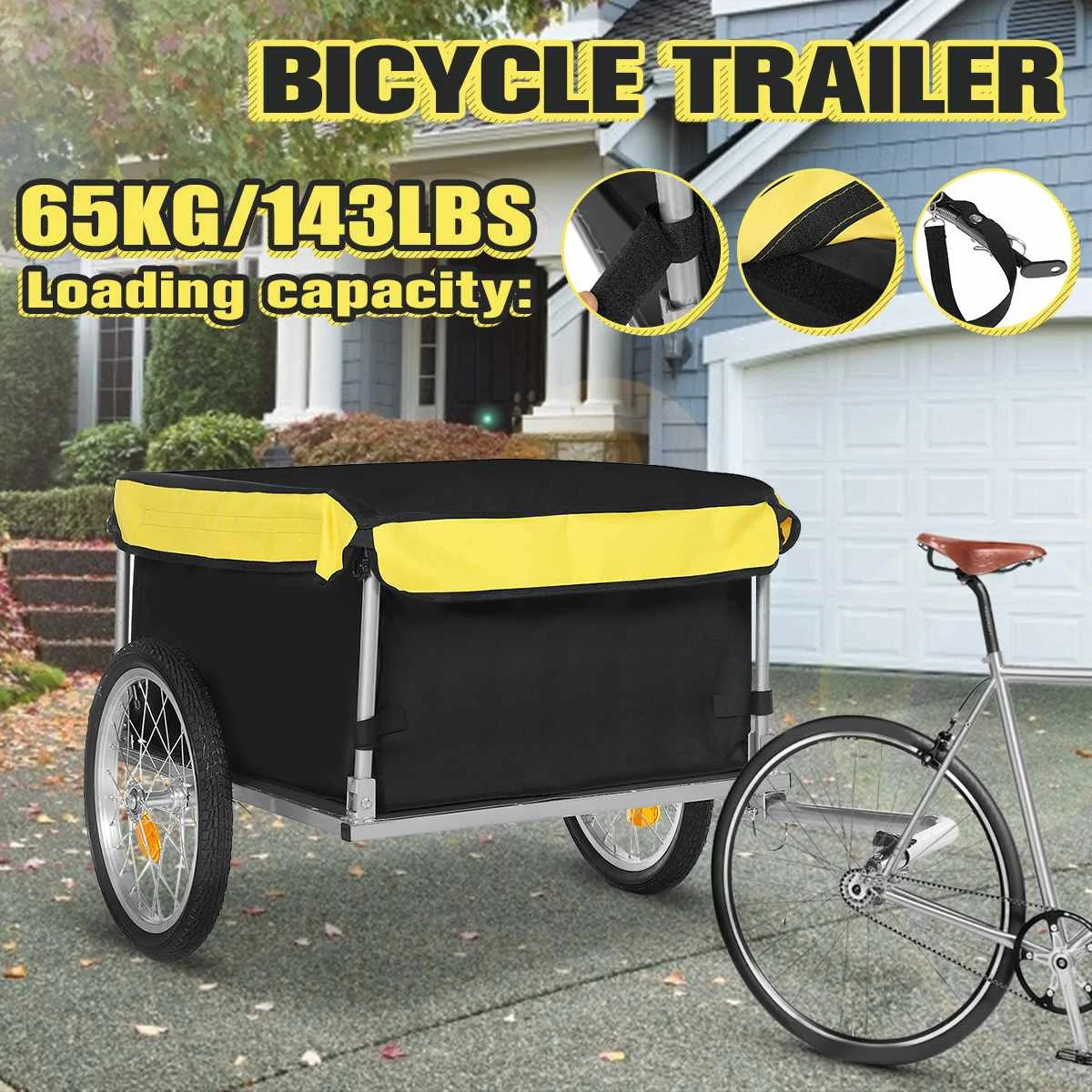 Bike Cargo Trailer Hand Wagon Bicycle Suitcase Luggage Storage Trailer Cart Carrier Removable Transportation with Box Cover 65kg
Bike Cargo Trailer Hand Wagon Bicycle Suitcase Luggage Storage Trailer Cart Carrier Removable Transportation with Box Cover 65kg