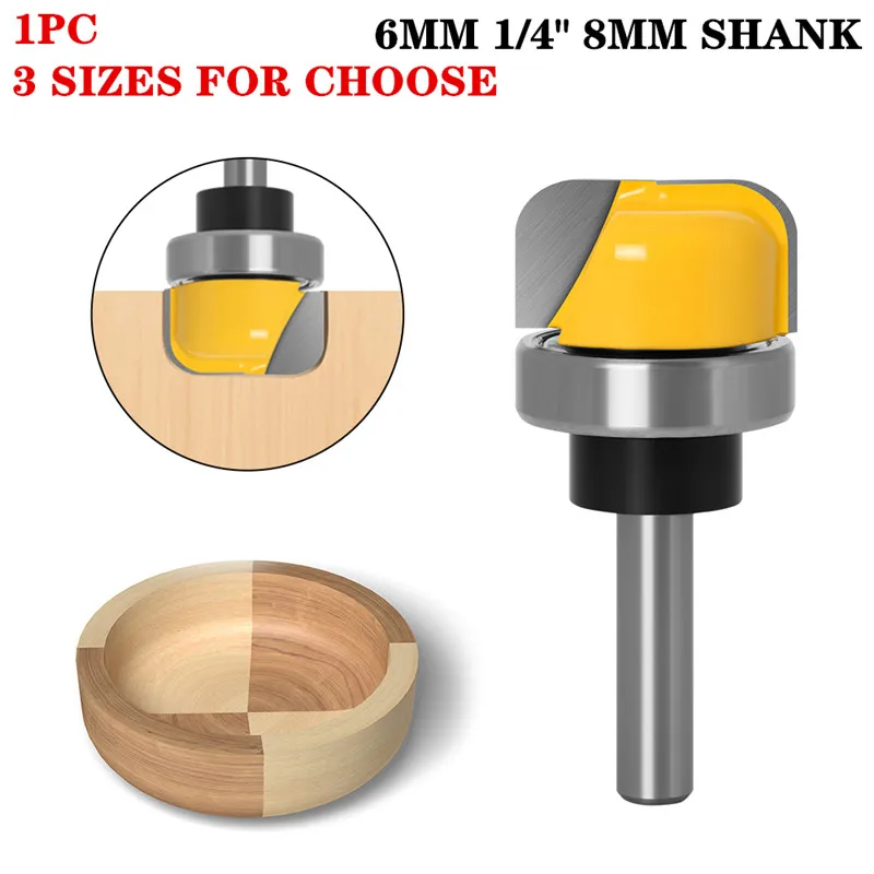 1Pc 8mm 6mm 1/4" Shank Bowl & Tray Template Wood Router Bits Trimming Machine Milling Cutter Woodworking | Инструменты