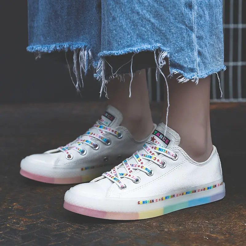 Jelly Rainbow Sole Colorful Women's Shoes Low Top Canvas Board Shoes Lovely Youth Bright Color Fashion and Leisure
Jelly Rainbow Sole Colorful Women's Shoes Low Top Canvas Board Shoes Lovely Youth Bright Color Fashion and Leisure