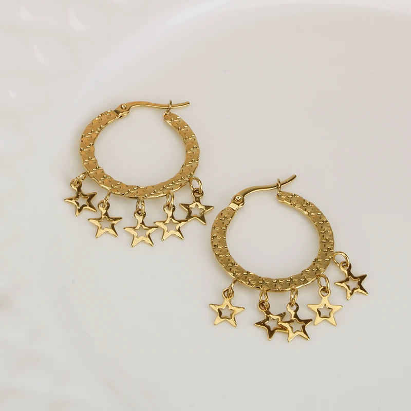 Gold Color Hoop Earring for Women Stainless Steel Star Luxurious High Quality Tassel Ear Gift Party Fashion Jewelry New 2022
Gold Color Hoop Earring for Women Stainless Steel Star Luxurious High Quality Tassel Ear Gift Party Fashion Jewelry New 2022