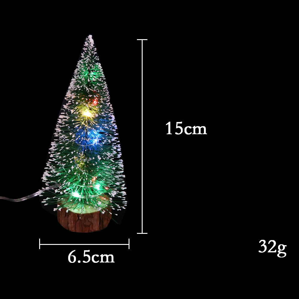 

DIY Mini Christmas Tree with Lights LED Glowing Flashing Artificial Snow Frost Pine Needles New Year Small Tabletop Xmas Trees