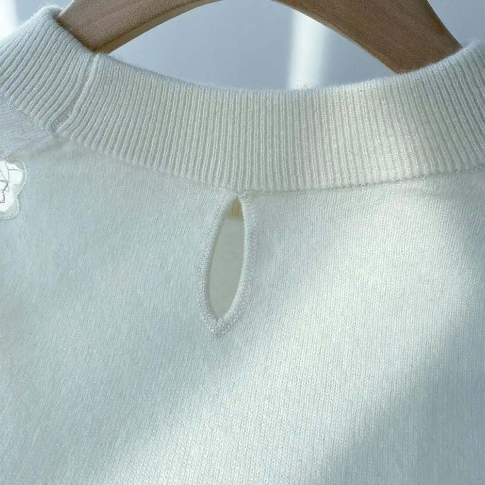 Women's Cashmere Sweater Shoulder Lace Mesh See-through Embroidery O-neck Long Sleeve Autumn Female Knit Pulls
Women's Cashmere Sweater Shoulder Lace Mesh See-through Embroidery O-neck Long Sleeve Autumn Female Knit Pulls