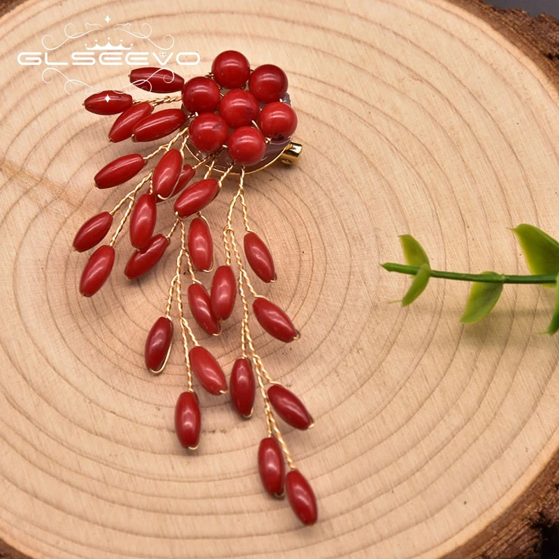 GLSEEVO Pure Natural Red Coral Brooch Female Wedding Birthday Party Boutique Display Temperament Gift Branch Shape Brooch GO0386
GLSEEVO Pure Natural Red Coral Brooch Female Wedding Birthday Party Boutique Display Temperament Gift Branch Shape Brooch GO0386