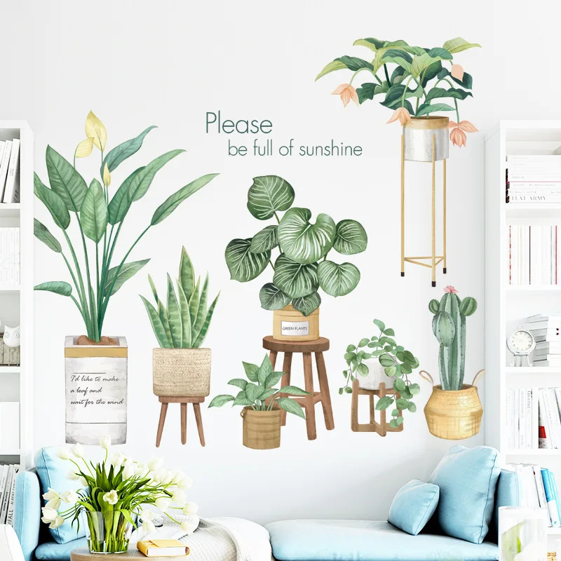 158*92cm Green Potted Plants Wall Stickers for Living room Bedroom Sofa TV Background Wall Decor Art Home Decoration Art Murals
158*92cm Green Potted Plants Wall Stickers for Living room Bedroom Sofa TV Background Wall Decor Art Home Decoration Art Murals