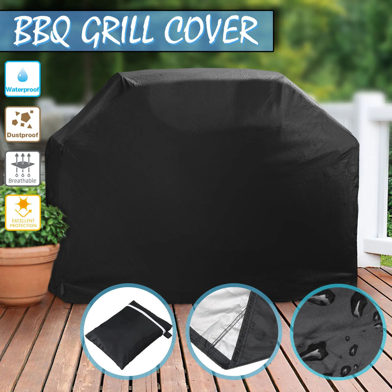 Cover Grill 210D BBQ Cover Rain Water Proof Dust Anti Sun Cloth Cover Suitable for All Kinds Barbecue Grill Brands 58x24x46 Inch
Cover Grill 210D BBQ Cover Rain Water Proof Dust Anti Sun Cloth Cover Suitable for All Kinds Barbecue Grill Brands 58x24x46 Inch